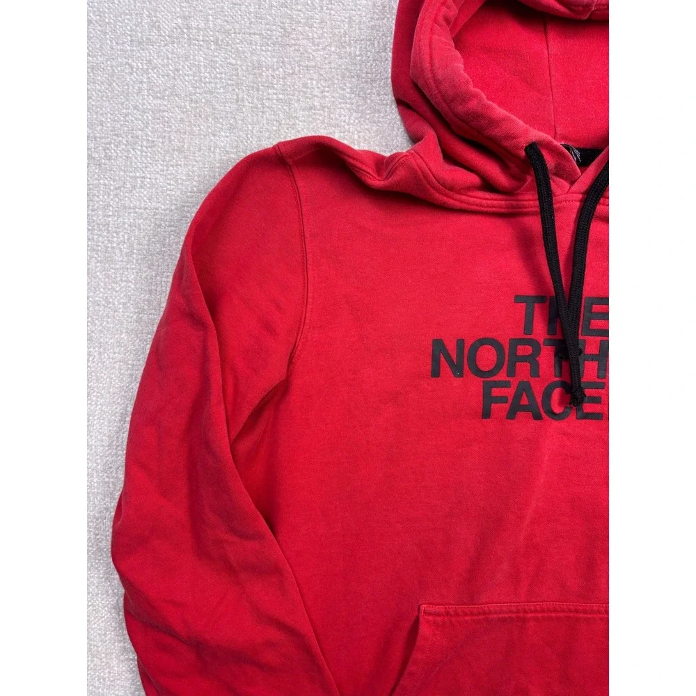The North Face Mens Half Dome Pullover Hoodie Red Black Logo Size Large 3201